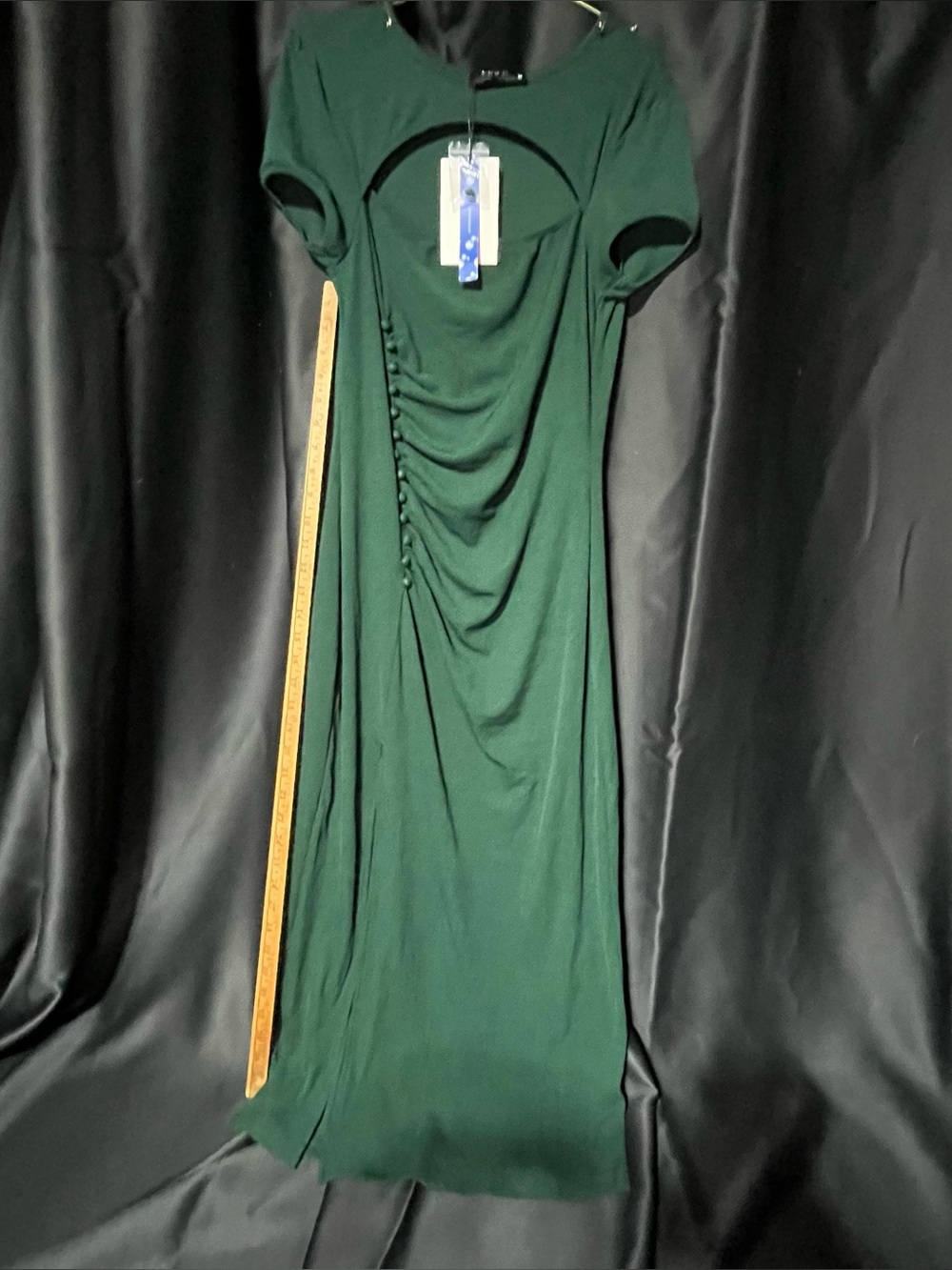 Cider Forest Green Ruched Maxi Dress